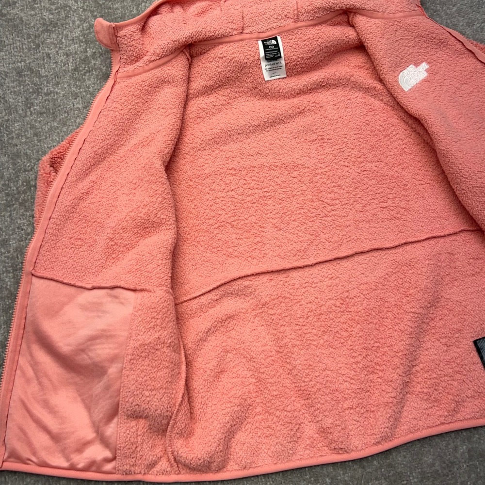 THE NORTH FACE Girl's XL Fleece Full Zip Hoodie Sherpa Outdoor Fuzzy Teddy Pink - Picture 7 of 16
